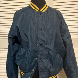 Dunbrooke Navy Bomber Jacket with Yellow Stripes
